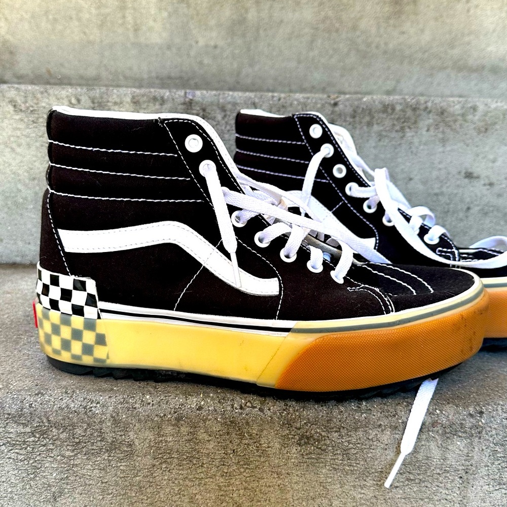 Vans - SK8-Hi Stacked - Checkerboard Shoes, Hightop, Platform Sole